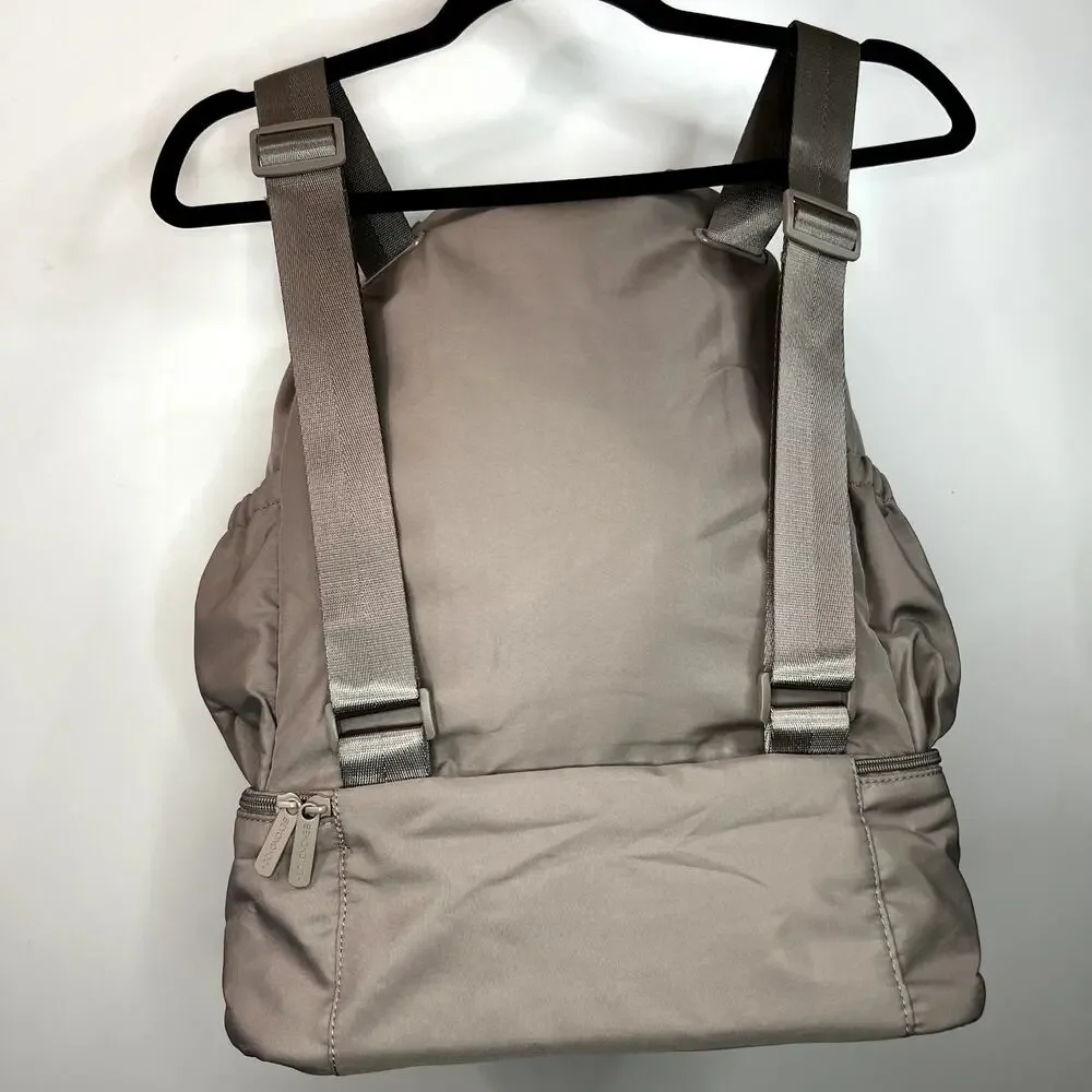 Beyond Yoga Convertible Gym Bag Backpack Tote Tan Canvas Travel Weekend
